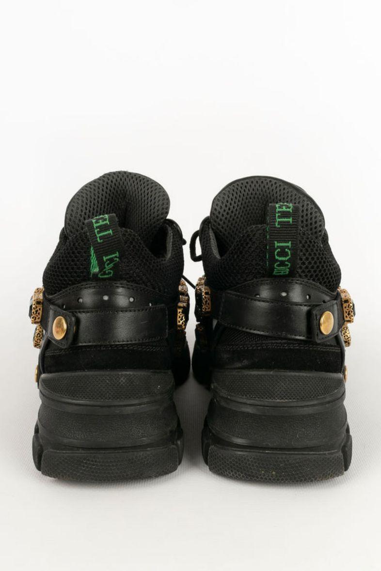 Black Flashtrek Gucci Shoes, Size 37 For Sale