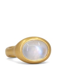 Flashy Rainbow Moonstone 22k Yellow Gold Important Cast Ring, Lola Brooks 2023