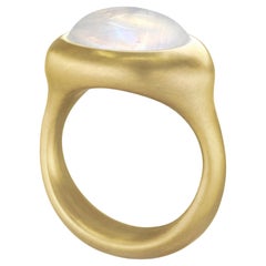 Flashy Rainbow Moonstone 22k Yellow Gold Important Cast Ring, Lola Brooks 2023