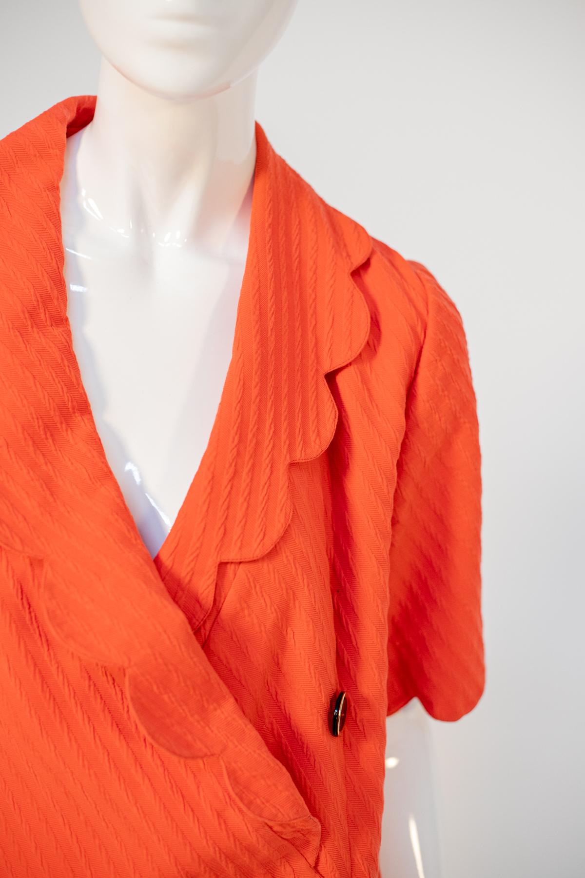 Red Flashy Sweet Orange Vintage Long Coat For Sale