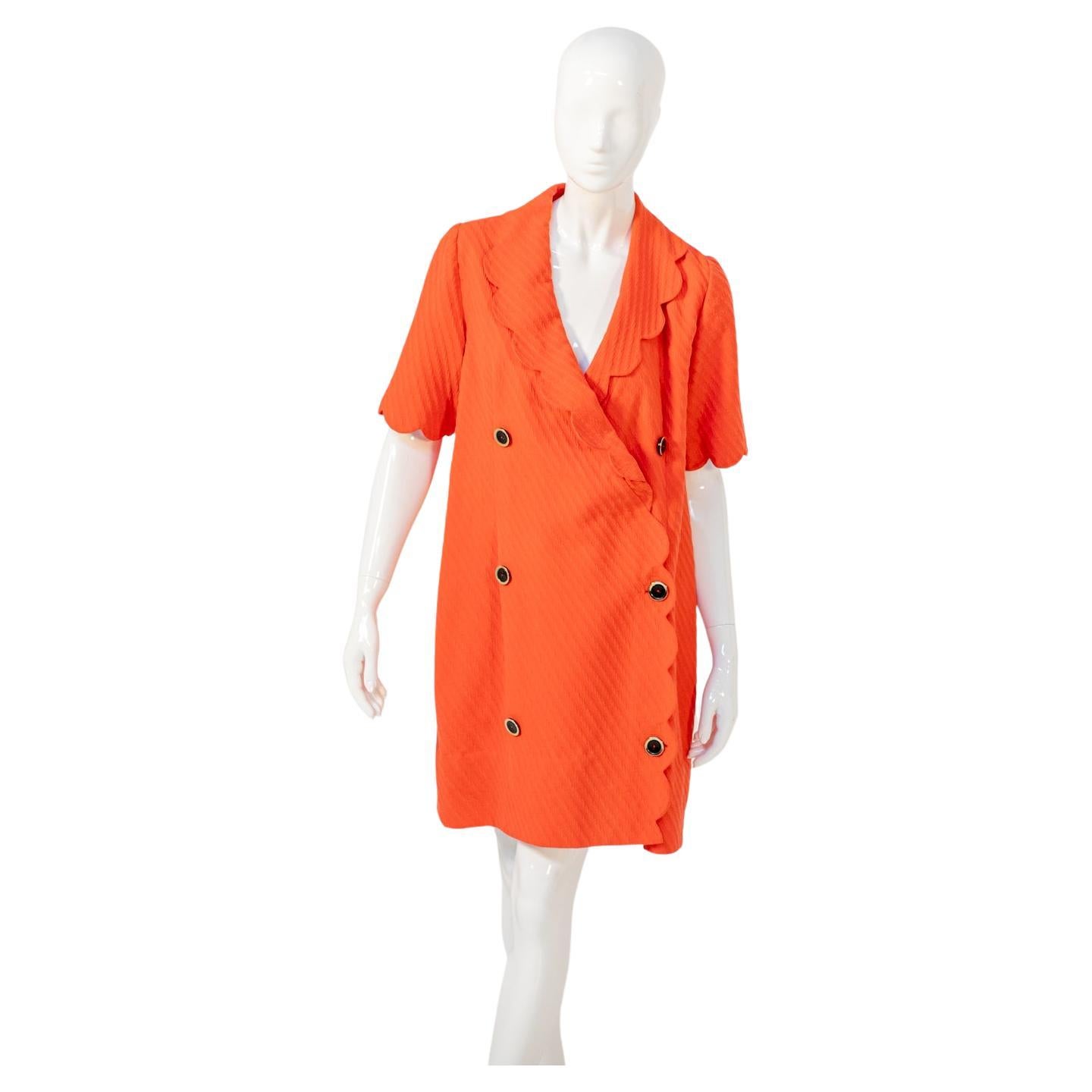 Flashy Sweet Orange Vintage Long Coat