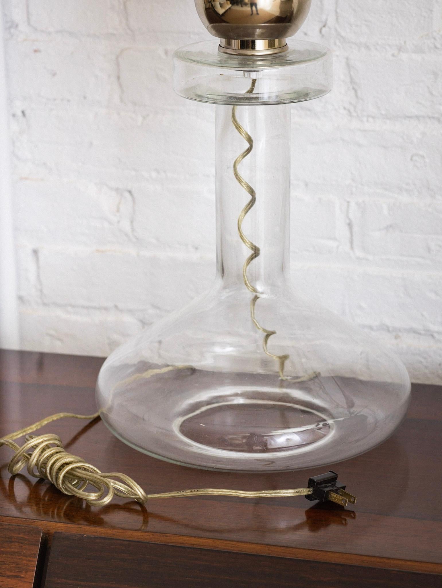 Flask Form Glass Lamp with Cord Detail In Good Condition For Sale In Brooklyn, NY