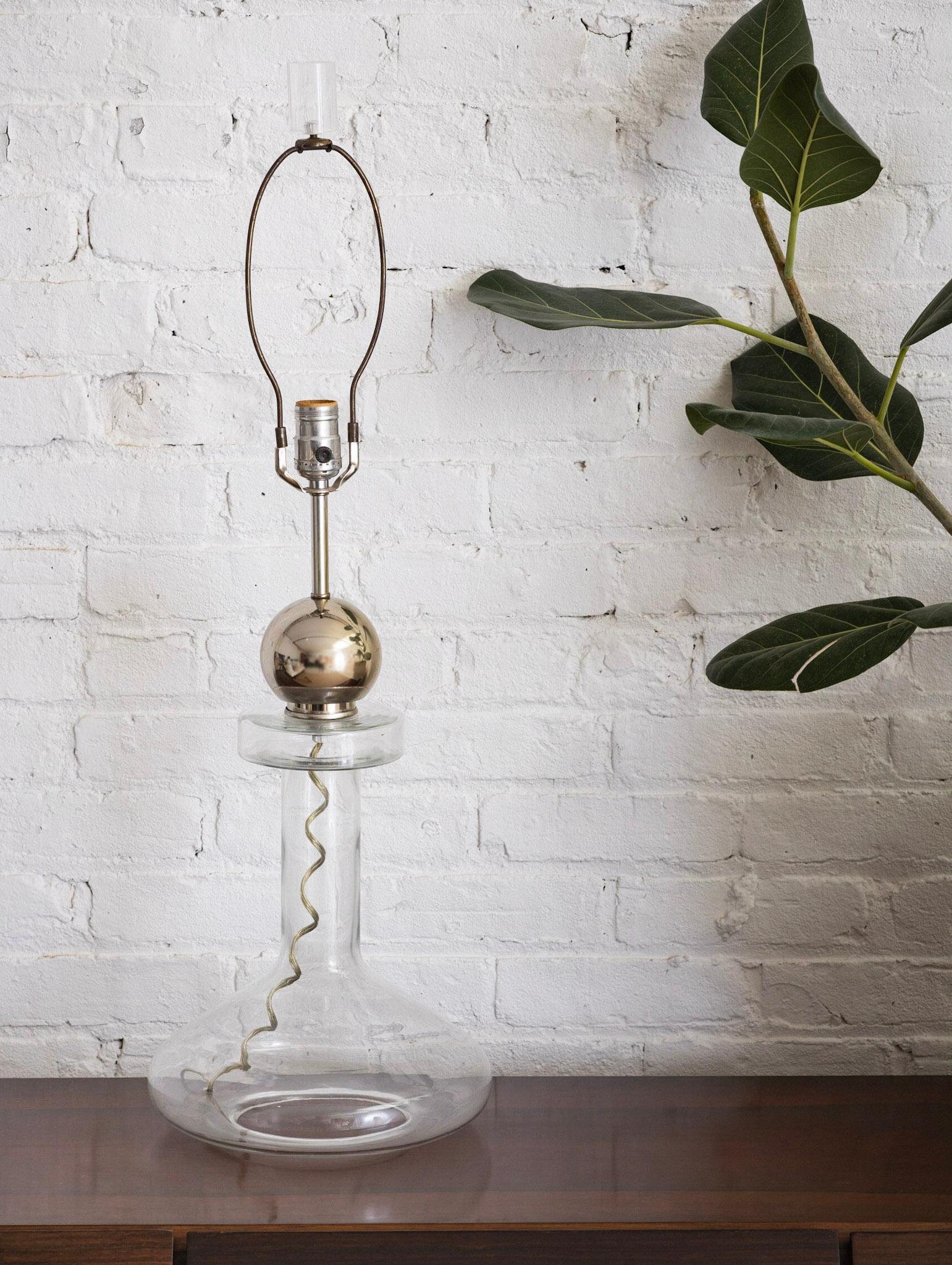 Flask Form Glass Lamp with Cord Detail For Sale 2