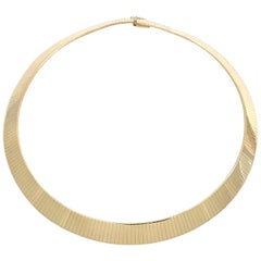 Chaîne de collier ou de tour de cou Omega plate et large en or jaune
