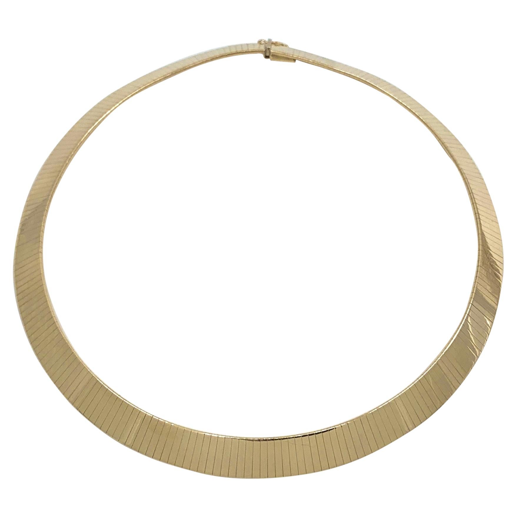 wide flat gold necklace