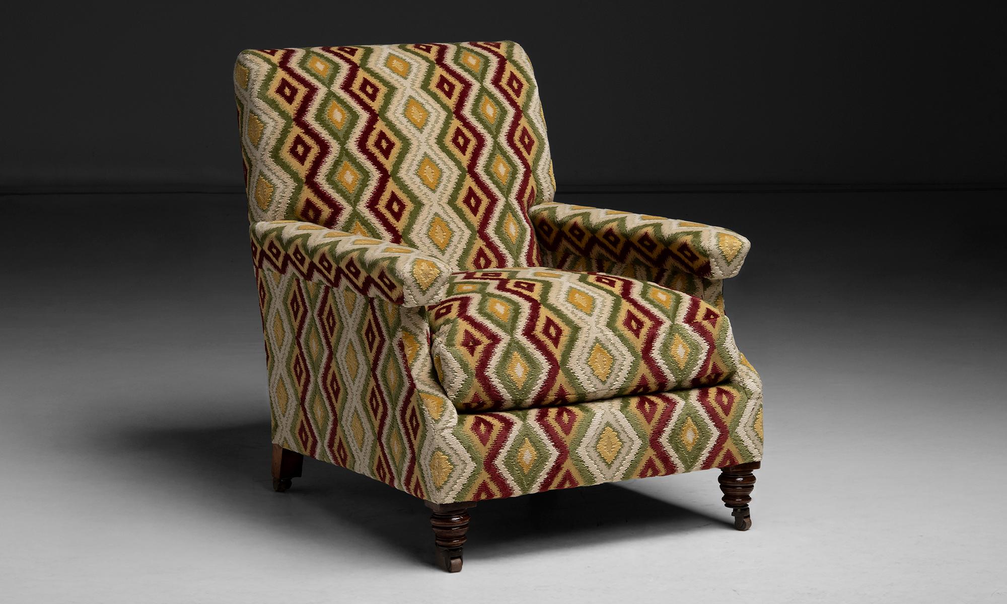 Late 19th Century Flat Arm Library Chair, England circa 1880 For Sale