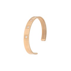 Flat Band Square Diamond Cuff Bold Bracelet, "Manette" Collection