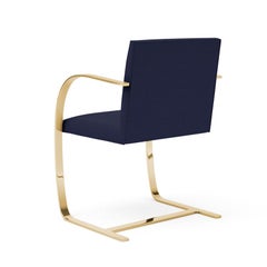 Flat Bar Brno Arm Chair, Knoll Velvet/Aviator Upholstery & Gold Frame