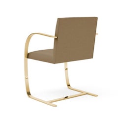 Flat Bar Brno Arm Chair, Knoll Velvet/Sandstone Upholstery & Gold Frame
