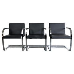 Vintage Flat Bar Brno model 255 chairs in charcoal leather