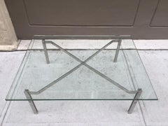 Flat Bar Chrome Coffee Table in the Style Kjaerholm