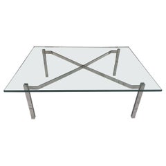 Flat Bar Chrome Coffee Table in the Style Kjaerholm