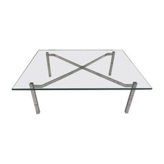 Flat Bar Chrome Coffee Table in the Style Kjaerholm