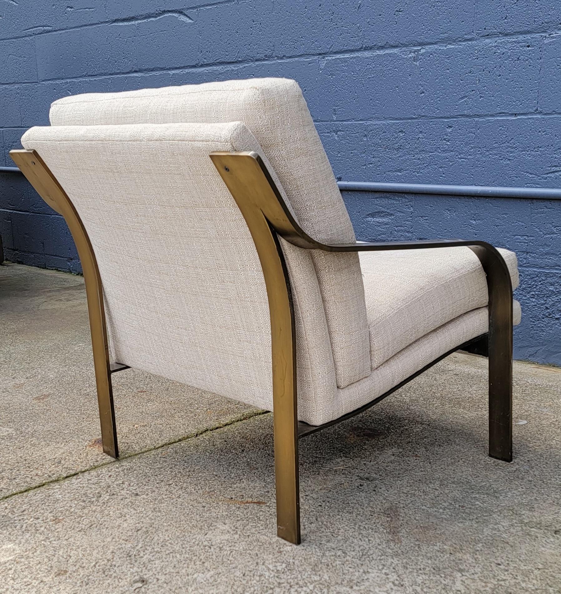 Flat Bar Steel Lounge Chair Manner of Milo Baughman In Fair Condition For Sale In Fulton, CA
