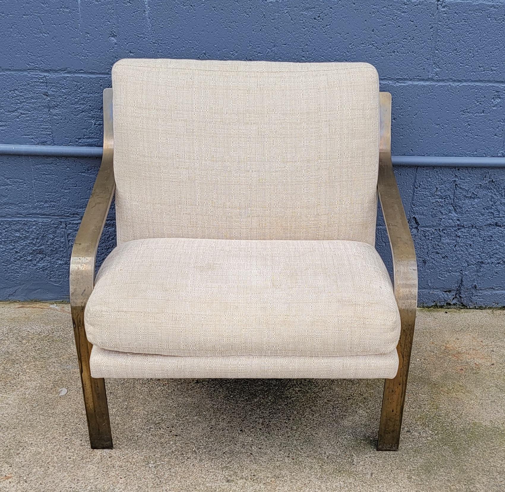 Flat Bar Steel Lounge Chair Manner of Milo Baughman For Sale 2