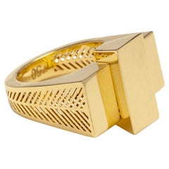 Flat Block Signet Statement Ring Solid Gold Maximalist 14 Karat