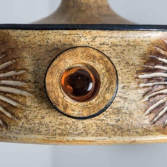 Lampada a sospensione piatta in ceramica marrone, Danimarca, 1970