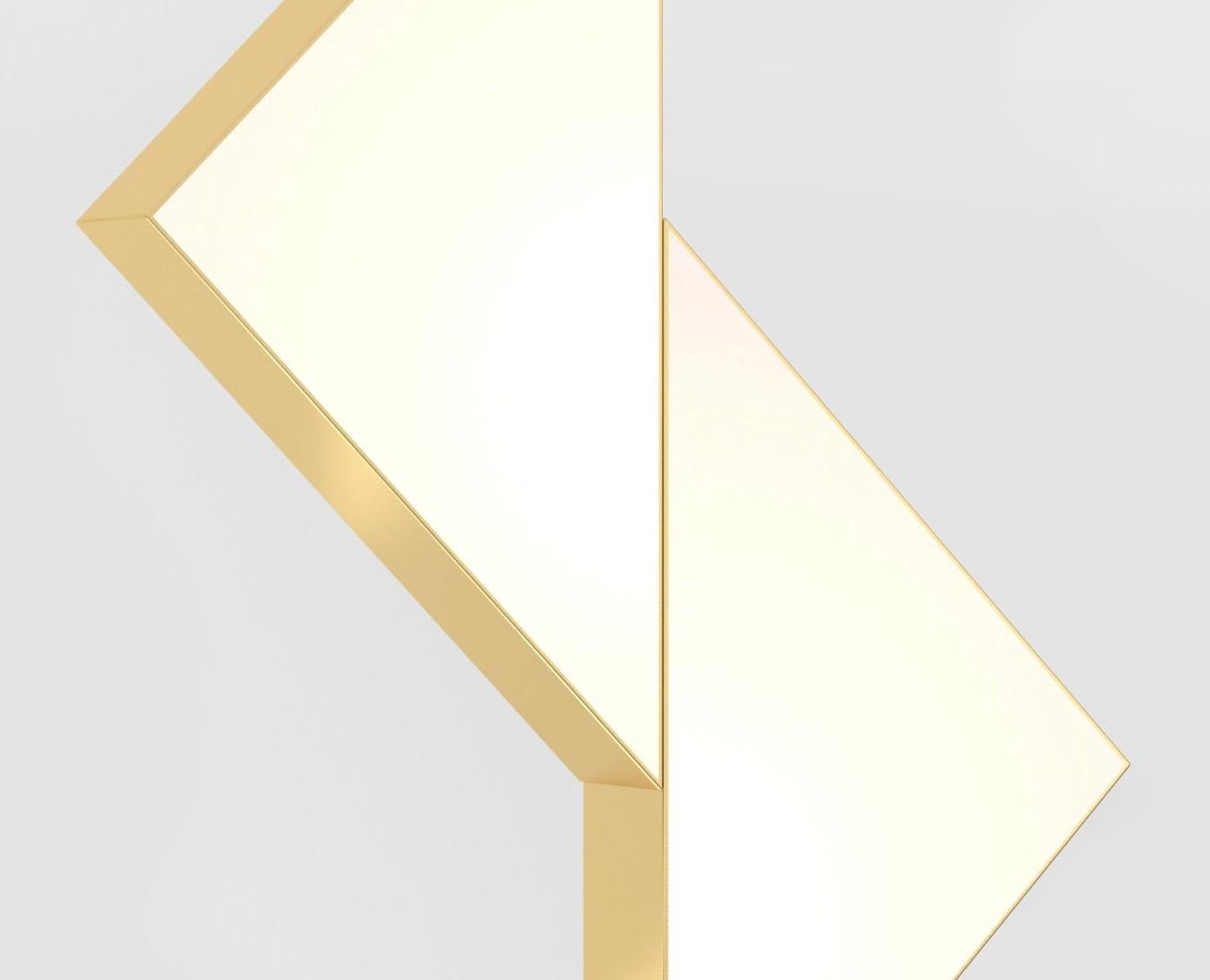 Post-Modern Flat Circle Triangle Brass Ceiling Light II by Atelier Areti For Sale