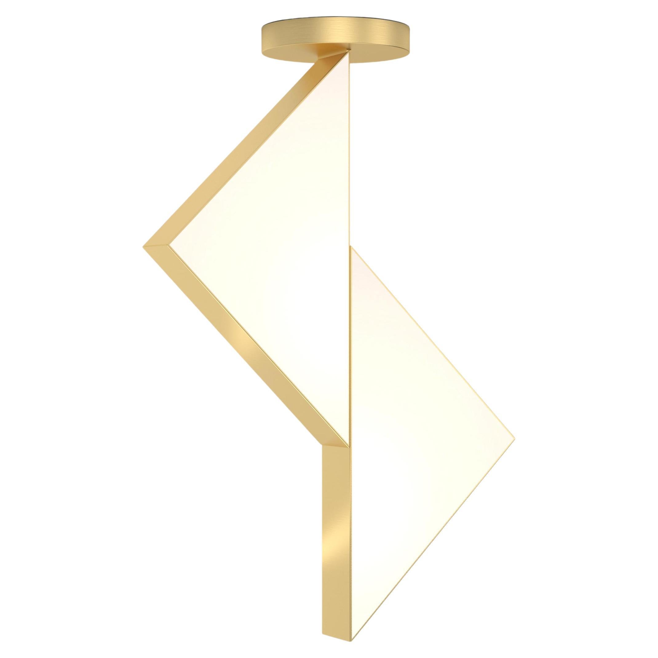 Flat Circle Triangle Brass Ceiling Light II by Atelier Areti
