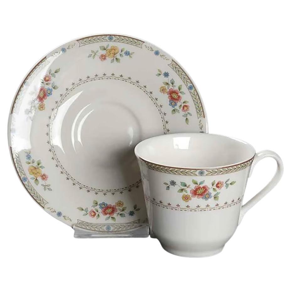 Flat Cup & Saucer Set Replacement Royal Doulton Kingswood Floral Design For Sale