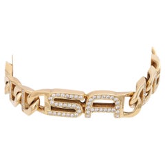 Flat Curb Bracelet "SA" Brilliants Total Approx. 2 Ct, W-LGW/VSI-SI