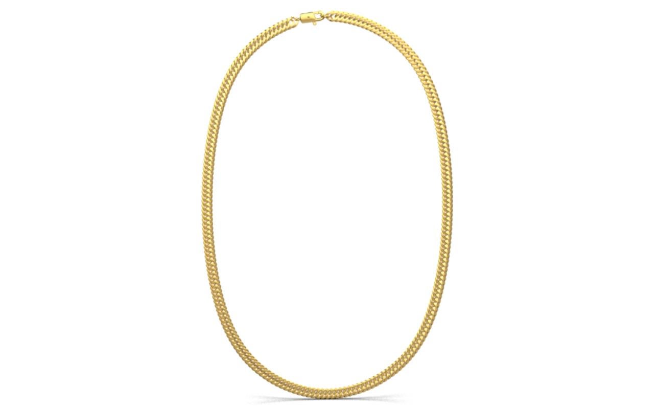 Modern Flat Curb Chain, 18K Gold For Sale