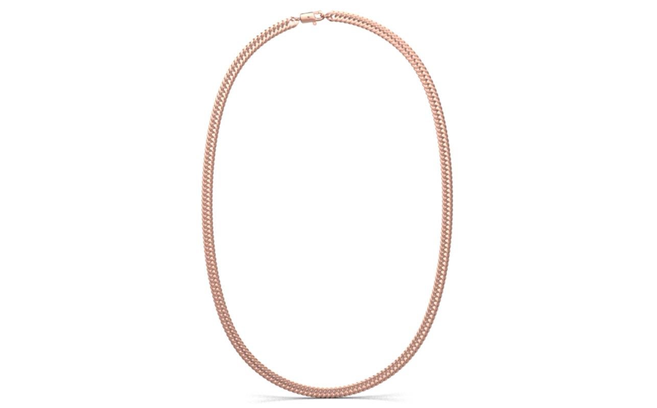 Modern Flat Curb Chain, 18K Rose Gold For Sale