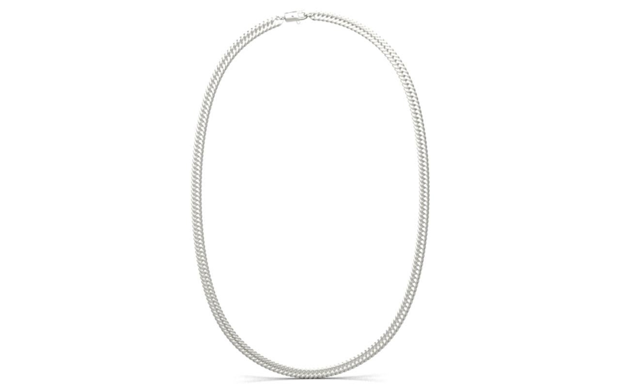 Modern Flat Curb Chain, 18K White Gold For Sale