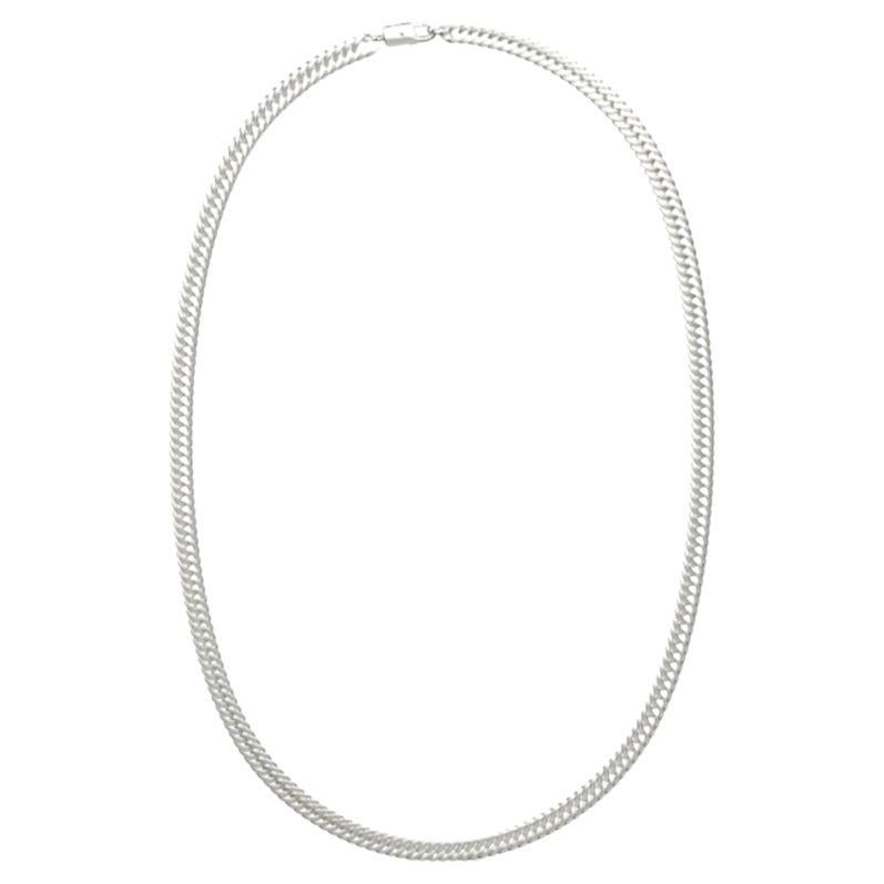 Flat Curb Chain, 18K White Gold For Sale