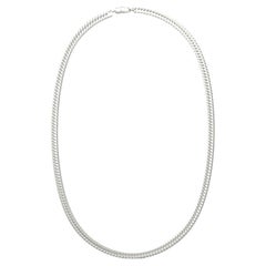 Flat Curb Chain, 18K White Gold