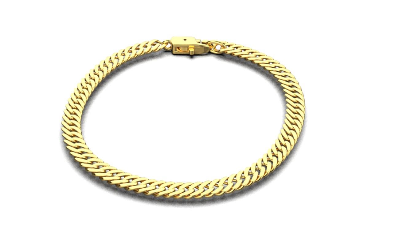 Flat Curb Chain Bracelet, 18k Gold In New Condition For Sale In Leigh-On-Sea, GB