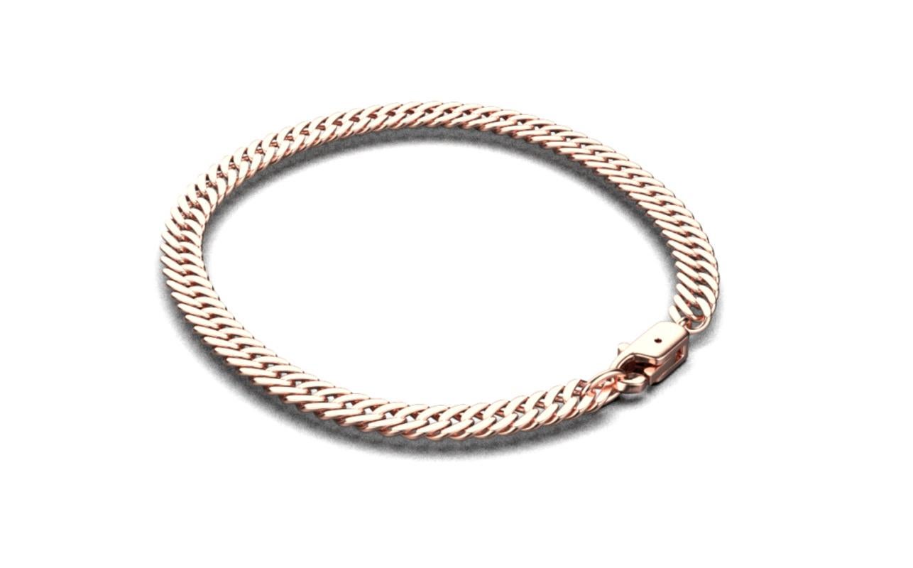 Flat Curb Chain Bracelet, 18k Rose Gold In New Condition For Sale In Leigh-On-Sea, GB