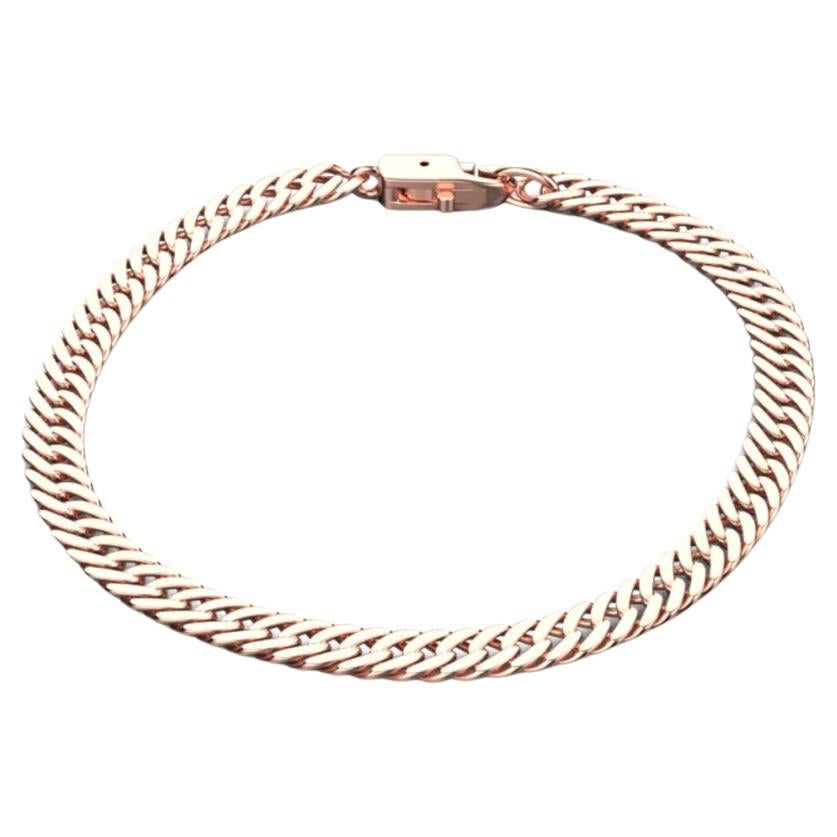 Flat Curb Chain Bracelet, 18k Rose Gold