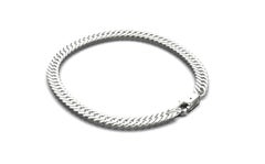 Flat Curb Chain Bracelet, 18k White Gold