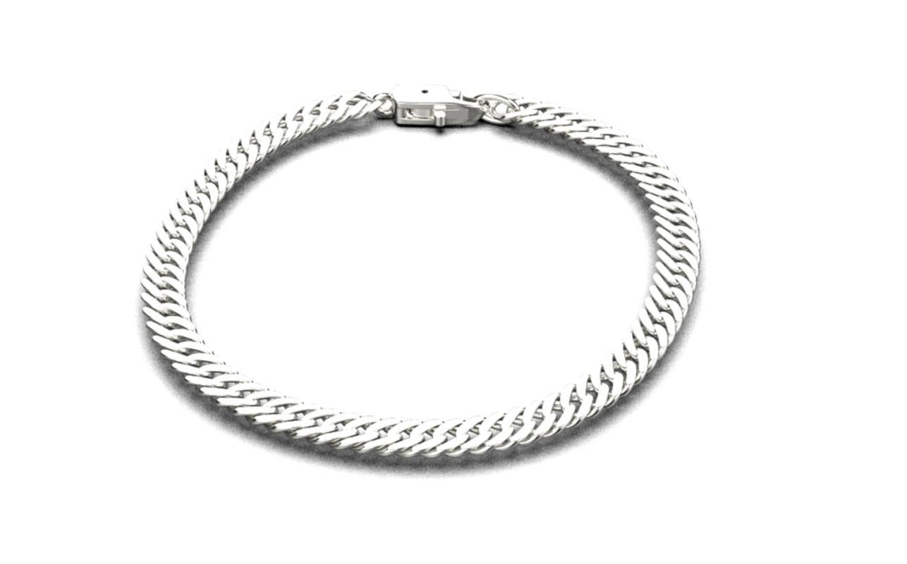 Flat Curb Chain Bracelet, 18k White Gold In New Condition For Sale In Leigh-On-Sea, GB