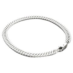 Flat Curb Chain Bracelet, 18k White Gold