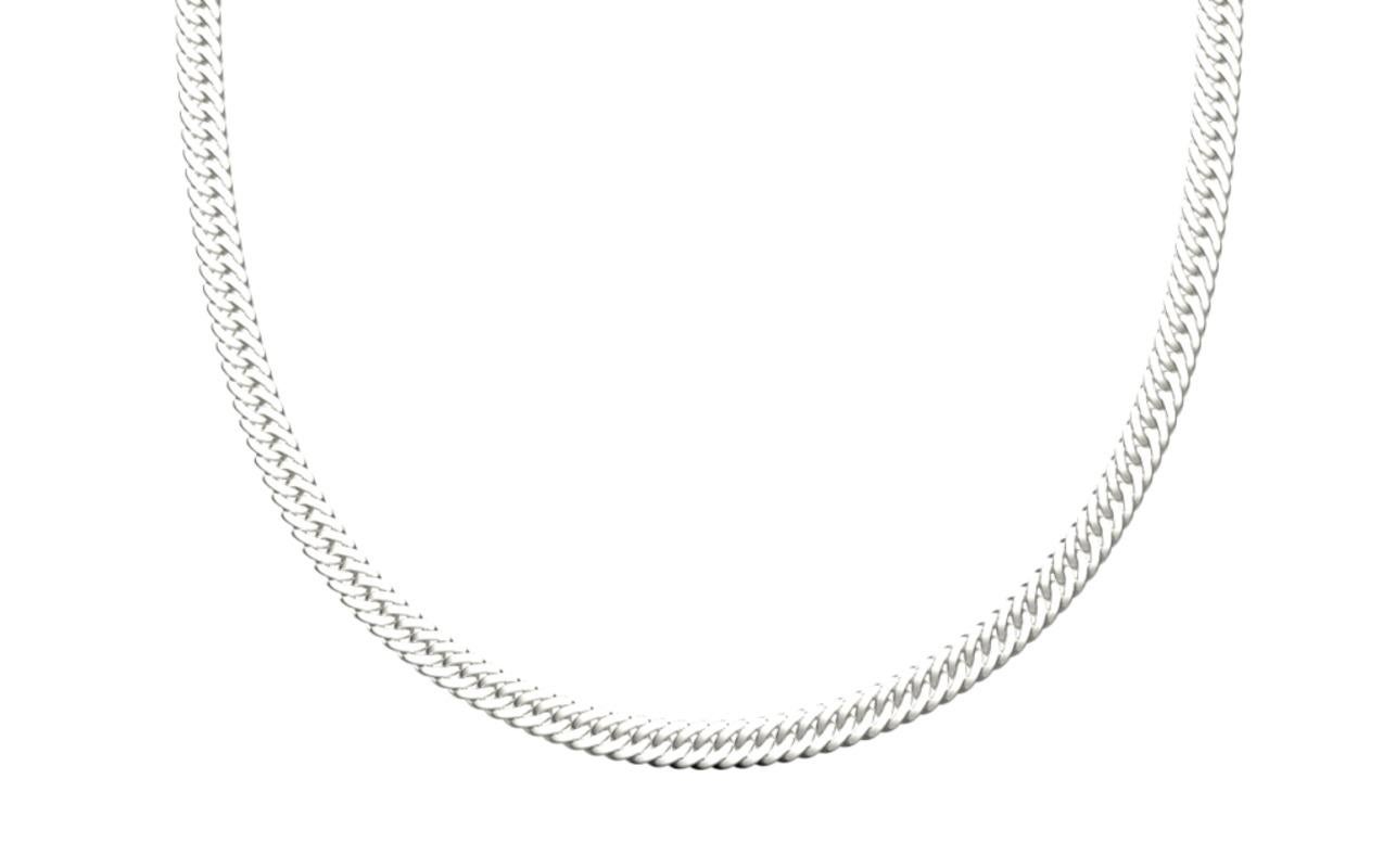 Modern Flat Curb Chain, Sterling Silver For Sale