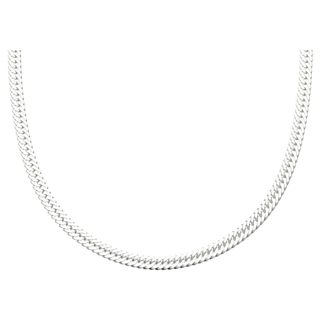 Flat Curb Chain, Sterling Silver For Sale