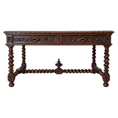Flat desk – Louis XIII Style – Carved solid oak – 19th century
