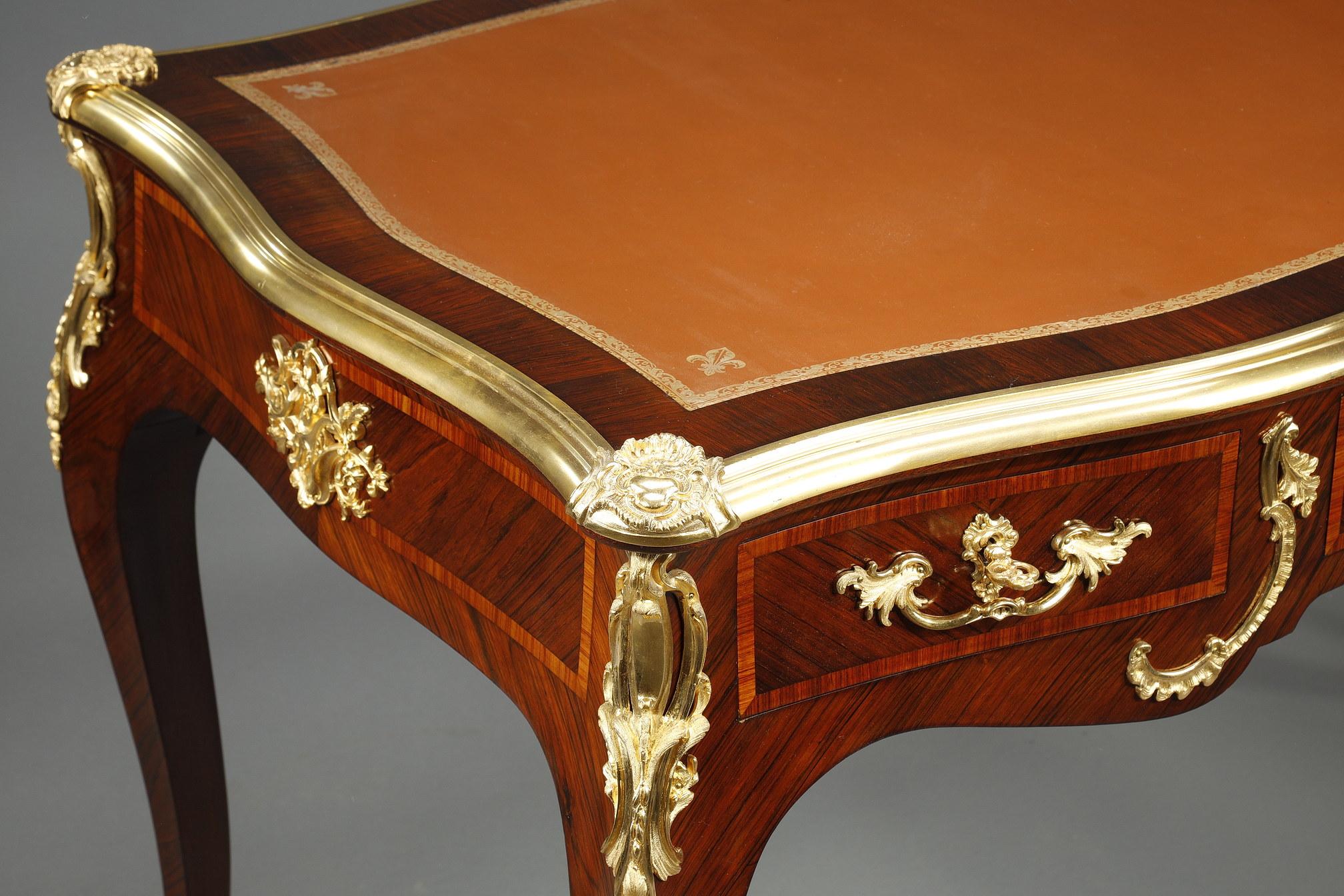 Flat desk of style Louis XV, stamped Maurice Rinck 6
