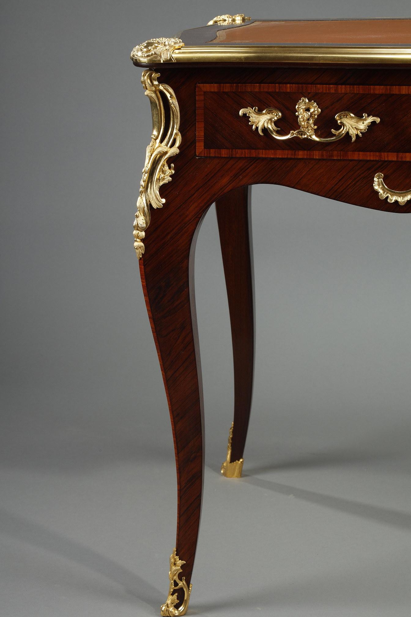 French Flat desk of style Louis XV, stamped Maurice Rinck