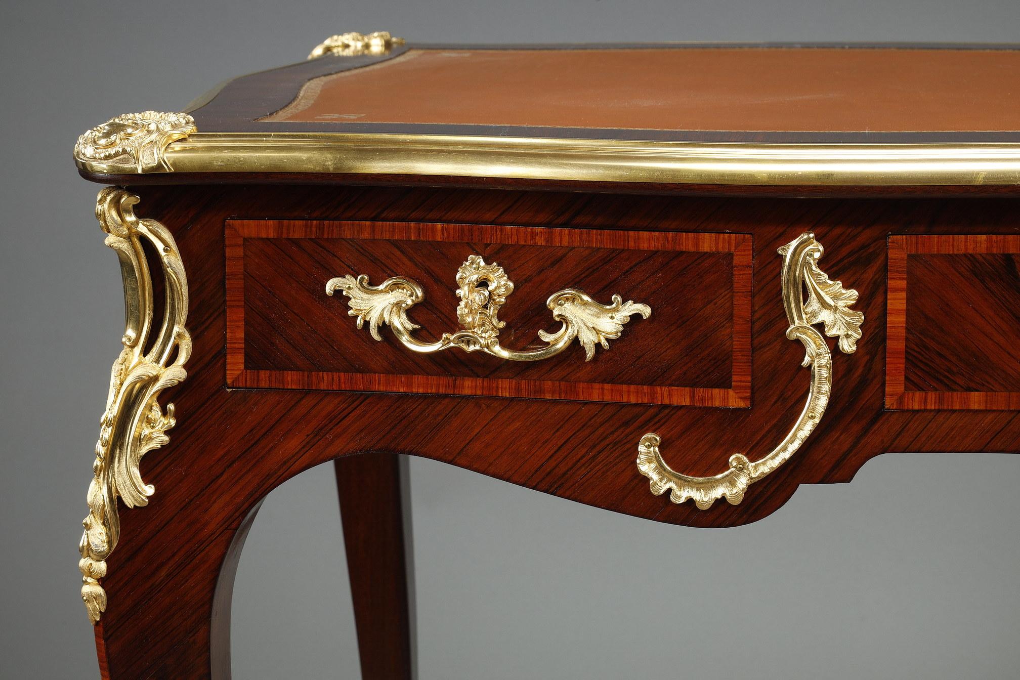 Bronze Flat desk of style Louis XV, stamped Maurice Rinck