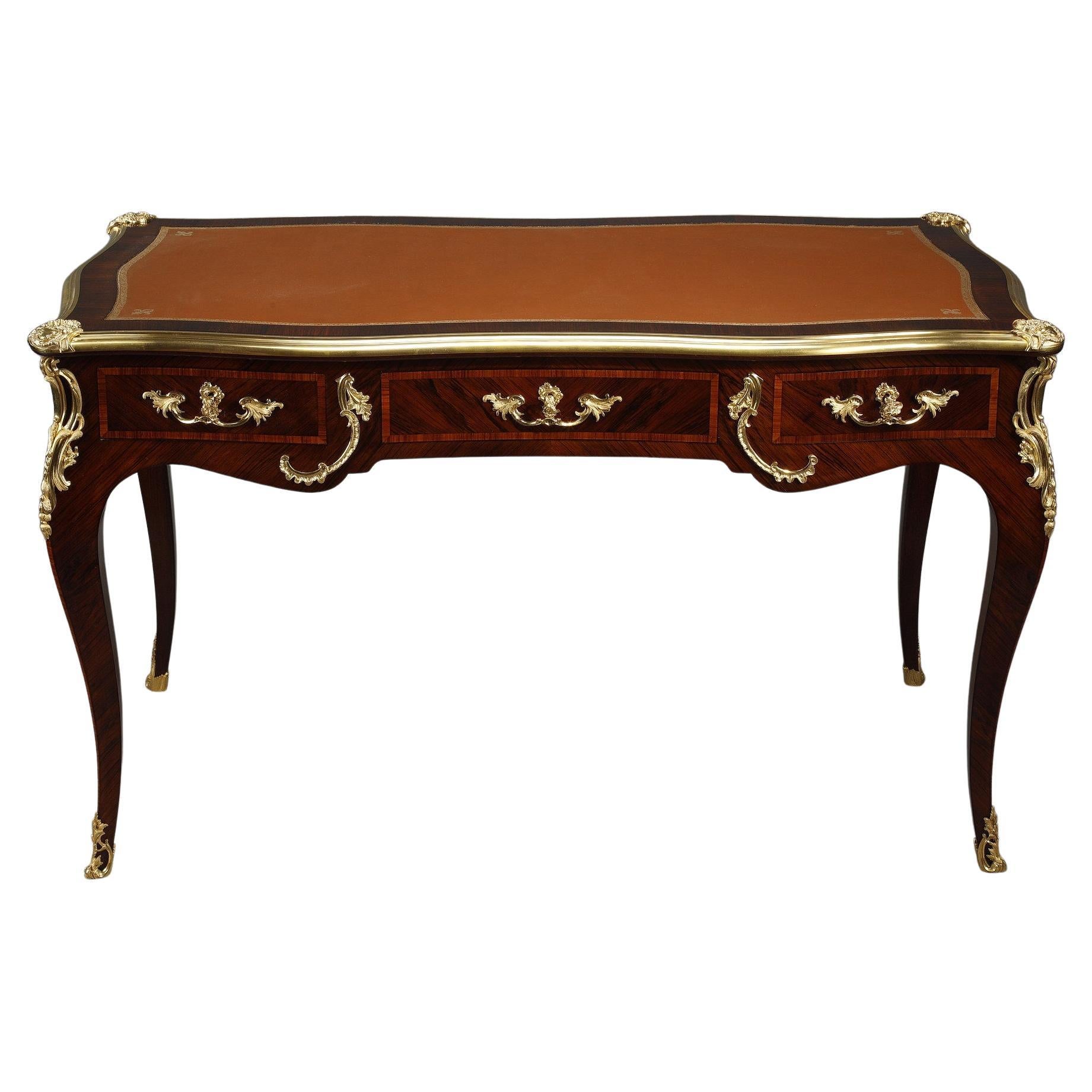 Flat desk of style Louis XV, stamped Maurice Rinck