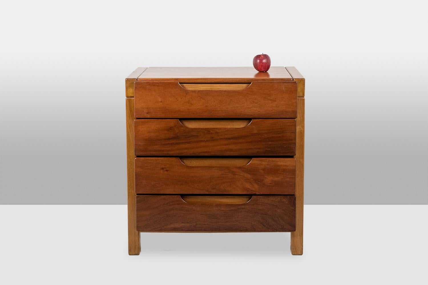 Flat desk with elm wood base, 6 drawers on the front. 1970s im Angebot 4
