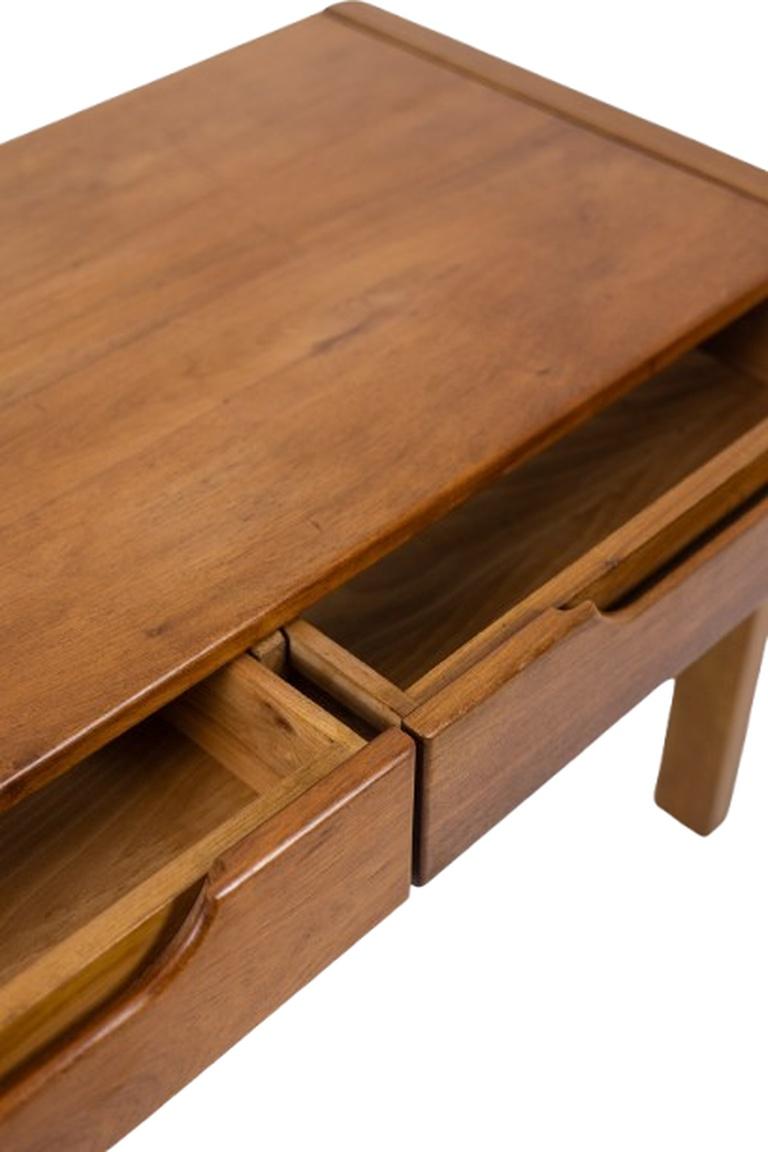 Flat desk with elm wood base, 6 drawers on the front. 1970s im Angebot 1