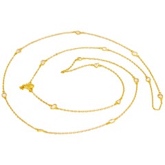 Flat Diamond 22 Karat Gold Long Double Chain Necklace