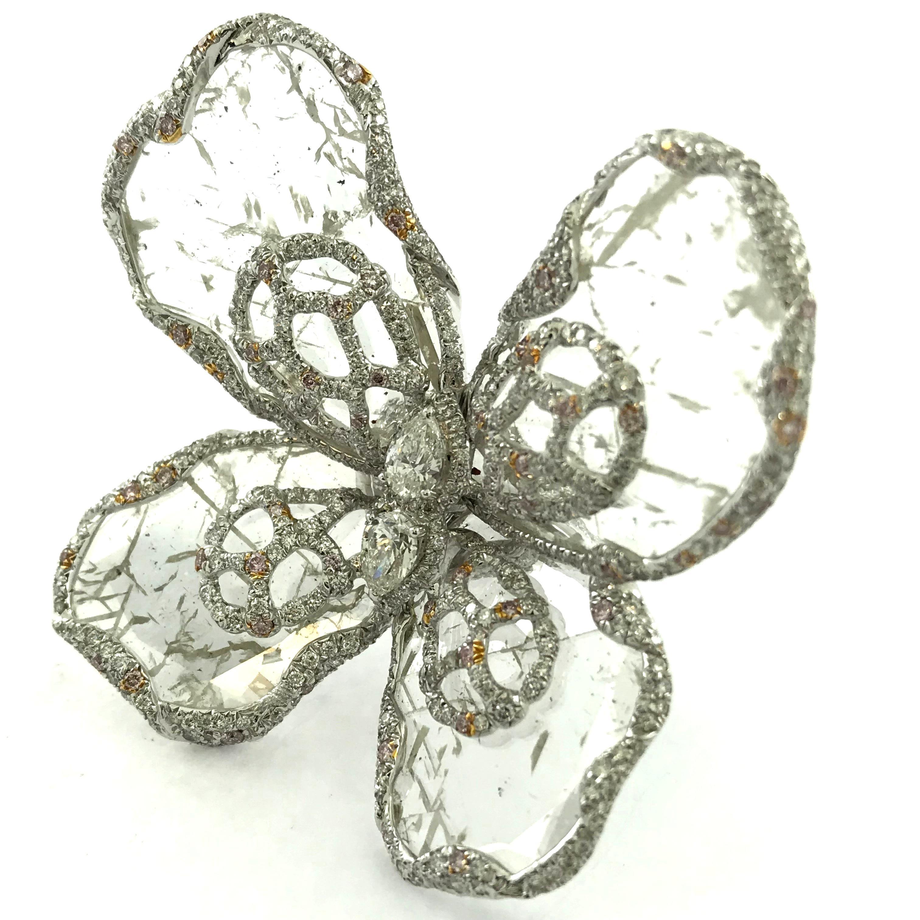 Flat Diamond Butterfly Ring In New Condition For Sale In Beverly Hills, CA