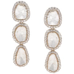Flat Diamond Earring Handcrafted in 18 Karat Gold with Intricate Detailing
