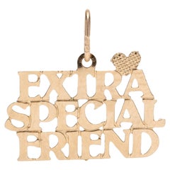Flat Extra Special Friend Charm, 14K Yellow Gold, Length 1/2 Inch, Small Gold 