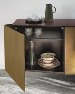 Flat Glass Sideboard Coated with Acid-Etched Glass